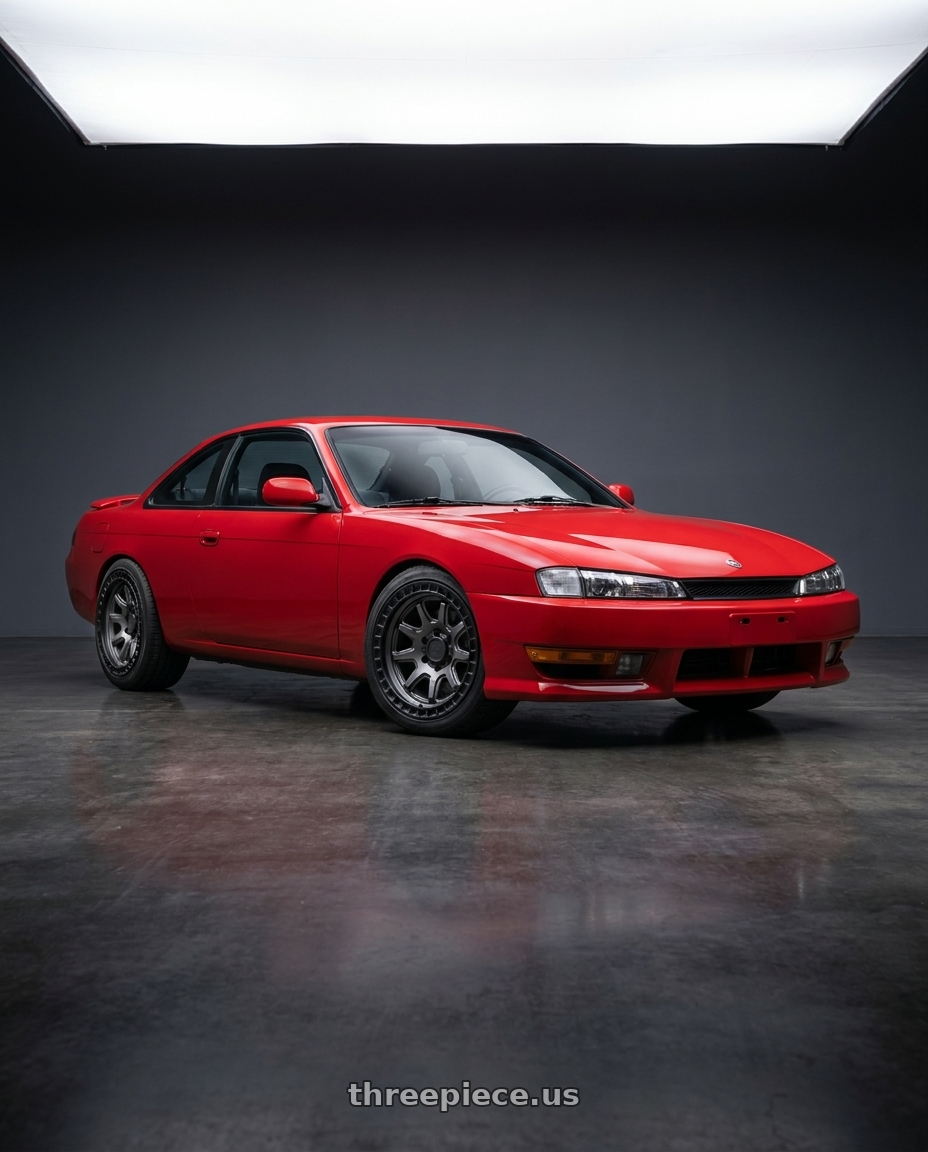 Nissan 240sx 1999 with Black Rhino CALICO 5X127 17X8.5 +34 MATTE GUNMETAL W/ MATTE BLACK LIP wheels