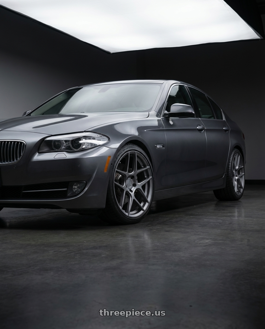 2016 BMW 5 Series F10 with Aodhan AFF2 5x120 19x8.5+35 Matte Gray wheels