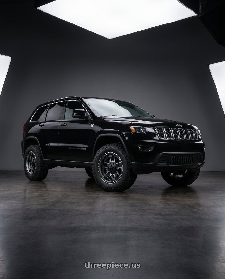 2021 Jeep Grand Cherokee Laredo with XD XD827 ROCKSTAR III 5X127/5X135 18X9 +0 MATTE BLACK MACHINED wheels