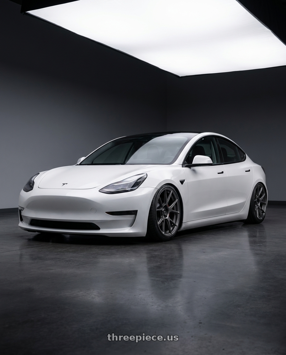 2023 Tesla Model 3 with Konig Ampliform 5x114.3 19x10.5+23 Dark Metallic Graphite wheels