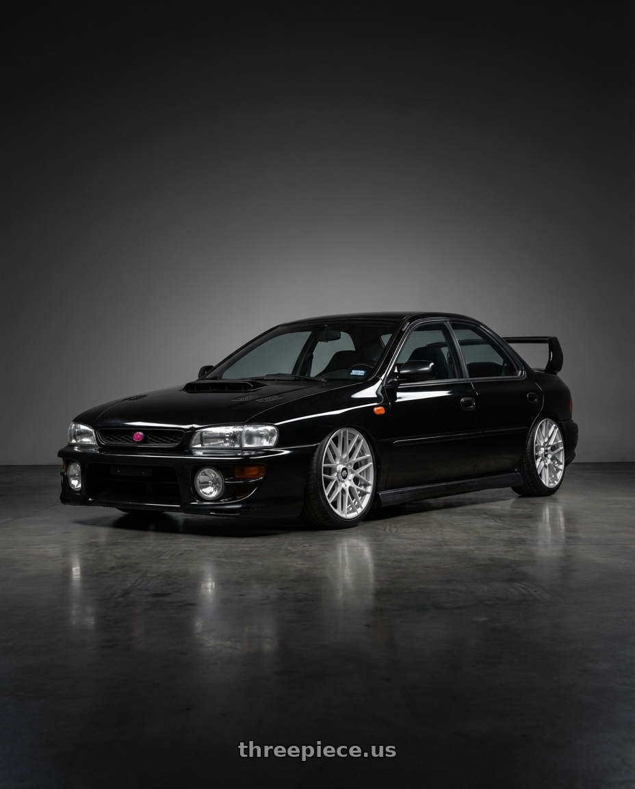 1998 Subaru Impreza GC8 with Rotiform 1PC R140 RSE 5X100/5X114.3 17X8 +40 GLOSS SILVER wheels