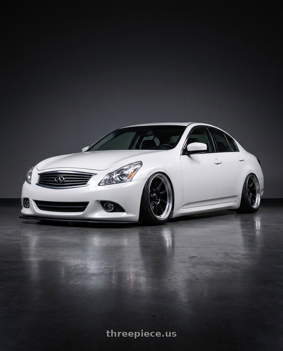 2014 Infiniti G37 Coupe with Konig Countergram 5x114.3 19x11+18 Matte Black / Matte Machined Lip wheels