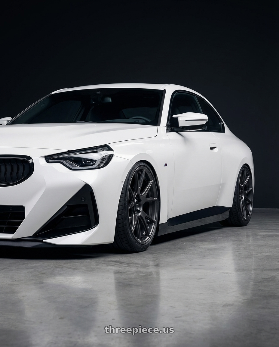 2024 BMW 2 Series G42 with Konig Ampliform 5x112 19x8.5+32 Dark Metallic Graphite wheels