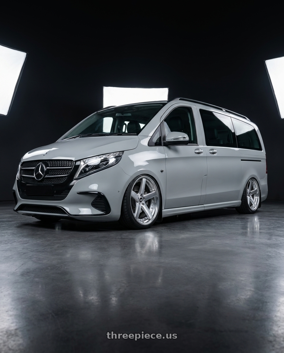 2024 Mercedes Benz Vito with Work Zeast St2 5x100 19x9+45 O Disk Brush Silver Clear wheels