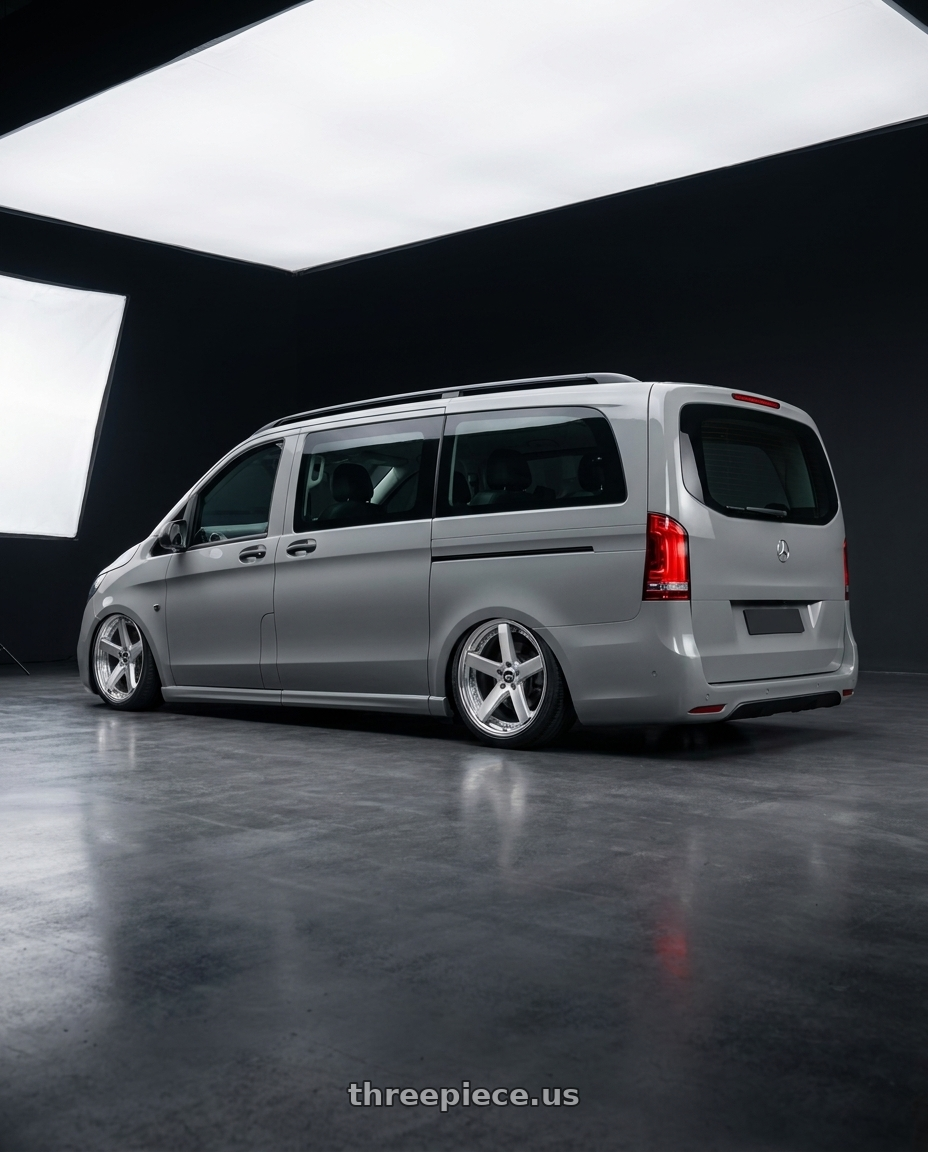 2024 Mercedes Benz Vito with Work Zeast St2 5x100 19x9+45 O Disk Brush Silver Clear wheels rear three quarter view square tires