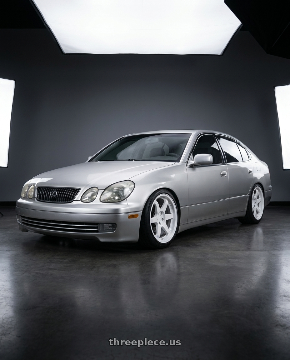 2002 lexus gs430 with 9six9 SIX-1 5x114.3 18X10 +35 Competition White wheels