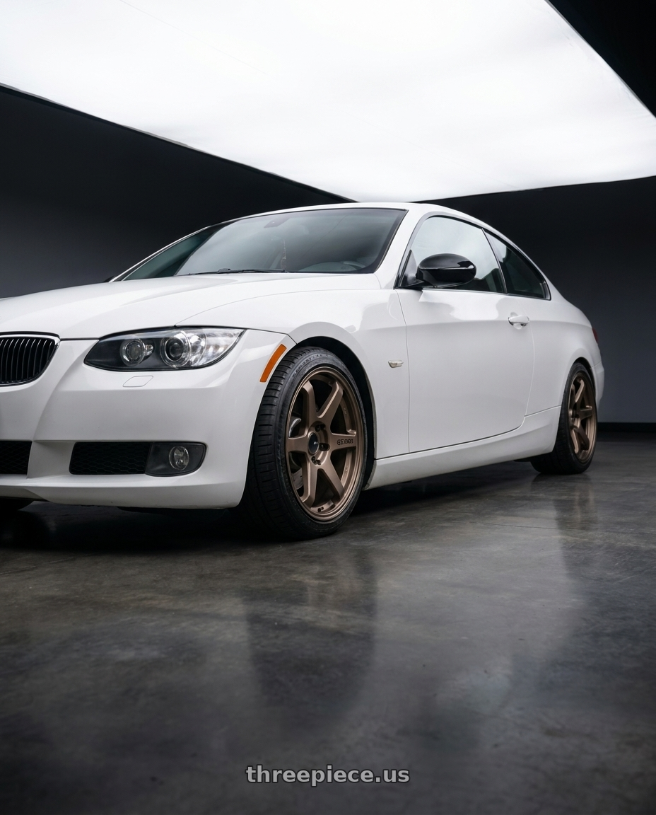 2008 BMW 328xi Alpine White with Enkei T6R 5x120 18x9.5+45 Matte Bronze wheels