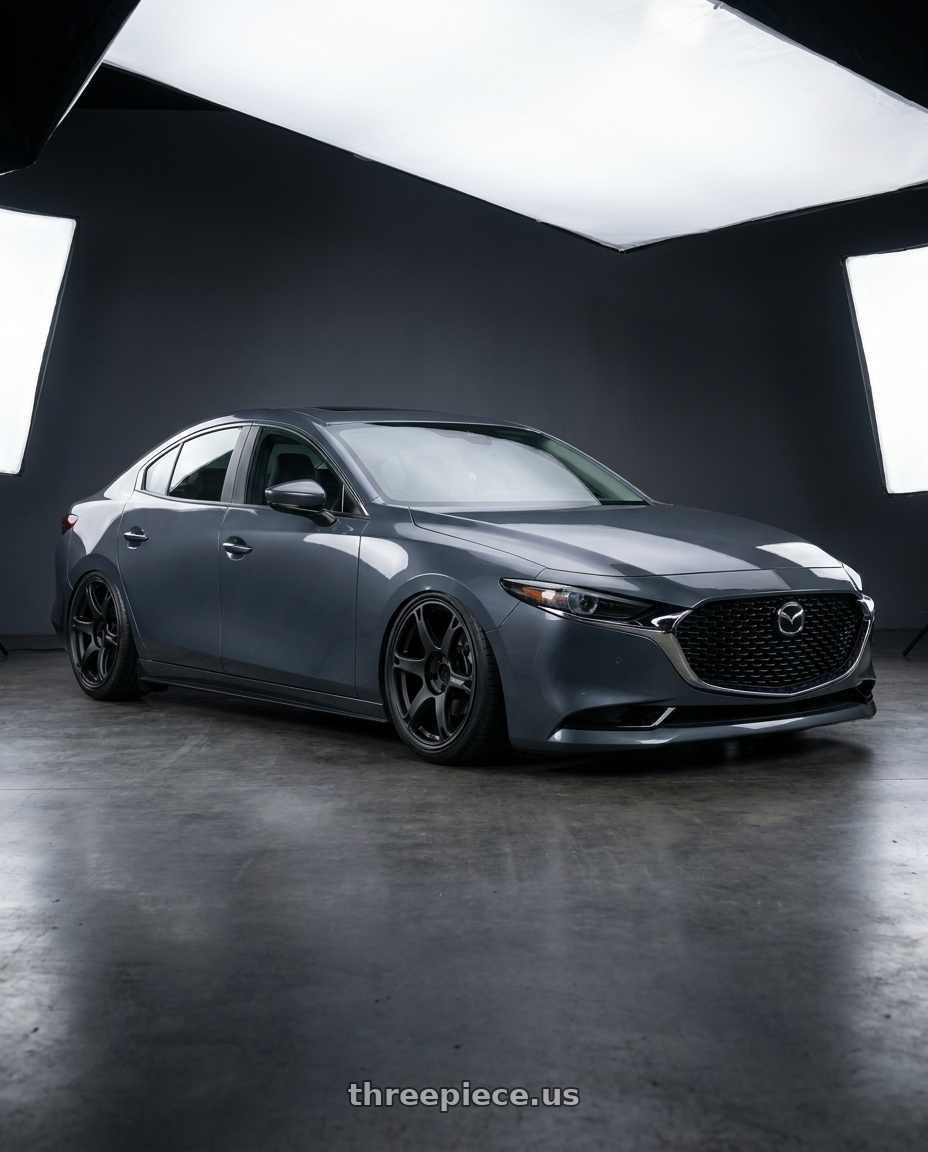 2024 Mazda3 Sedan with Volk Racing TE037 6061 5x120 19x10.5 +22 MATTE GUN BLACK wheels