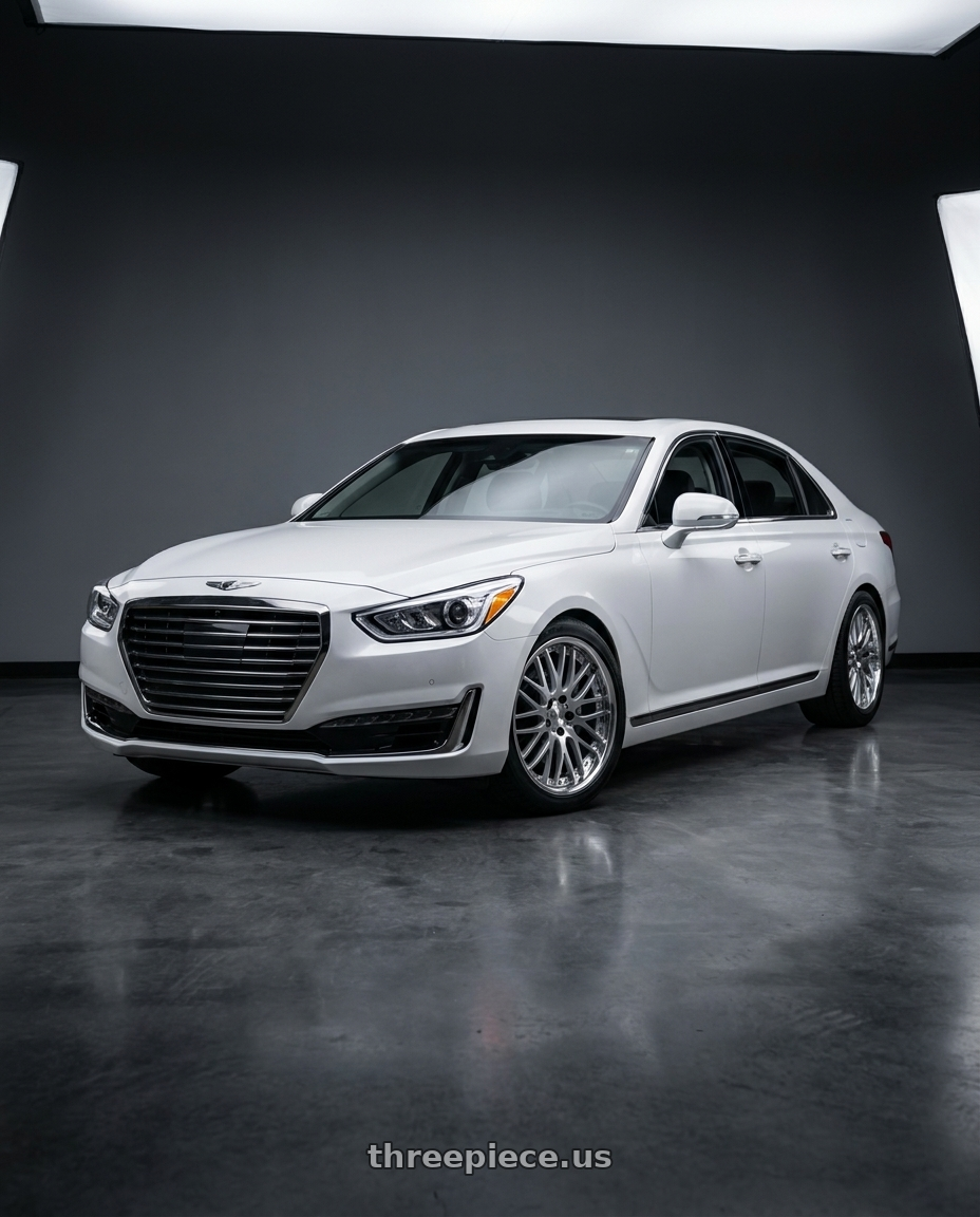 2018 genesis g90 ultimate with Work Lanvec Lm1 5x114.3 20x8.5+22 O Disk Machine Silver Polish wheels