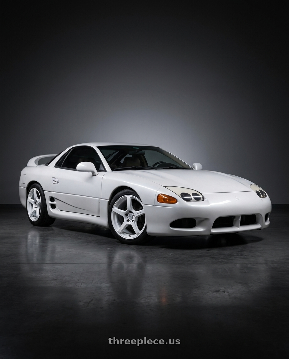 1997 Mitsubishi 3000gt with Work Emotion T5r 5x114.3 18x8.5 +35 Ice White wheels
