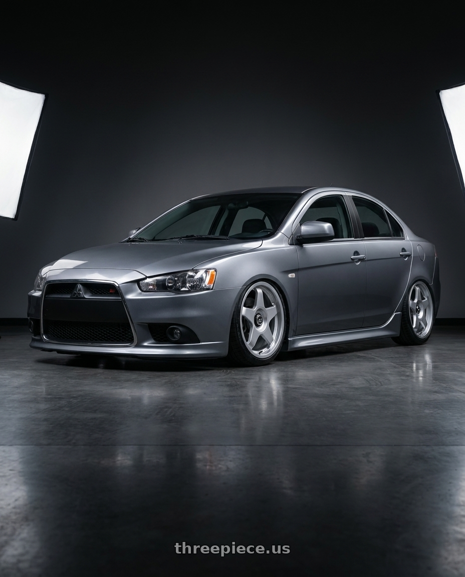 2014 Mitsubishi Lancer Ralliart with fifteen52 CHICANE 5x114.3 / 5x100 18x8.5 +35 SPEED SILVER (GLOSS SILVER) wheels
