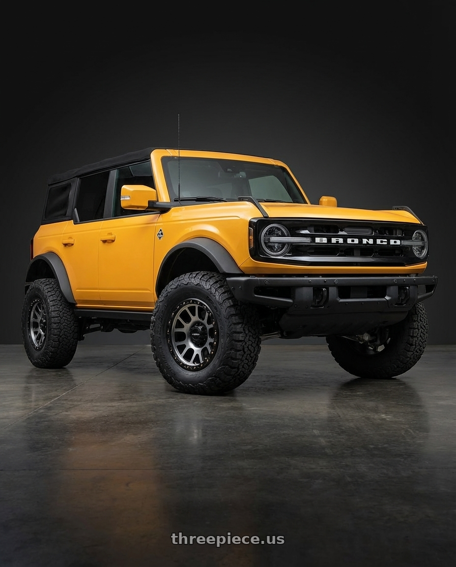 2024 Ford Bronco with Vision Off-Road 111 Nemesis 6x139.7 20x9+10 Matte Black Machined Face wheels