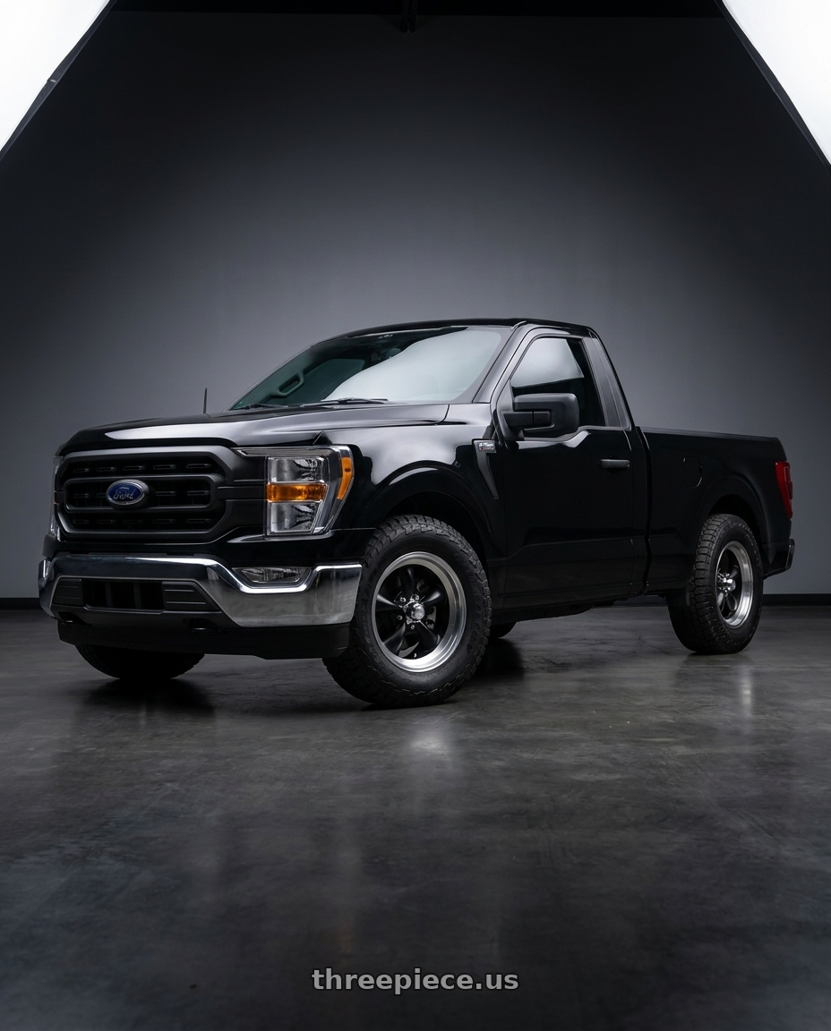 2022 ford f150 xl agante with American Racing Vintage VN105 TORQ THRUST D 5X114.3 14X6 -2 SATIN  BLACK W/ MACHINED LIP wheels