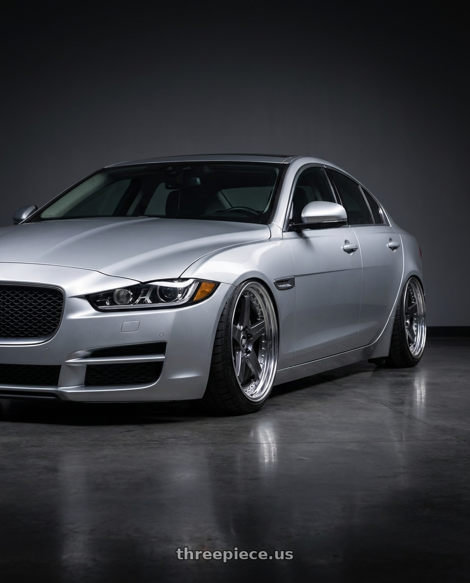 2017 Jaguar Xe 25t with Work Zistance W5s 5x114.3 19x8.5+32 s disk Brilliant Silver Black wheels