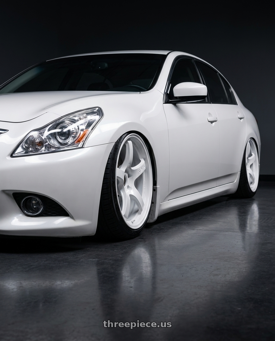 2012 Infiniti G37 with Gram Lights 57CR 5x114.3 19x9.5+45 Ceramic Pearl wheels