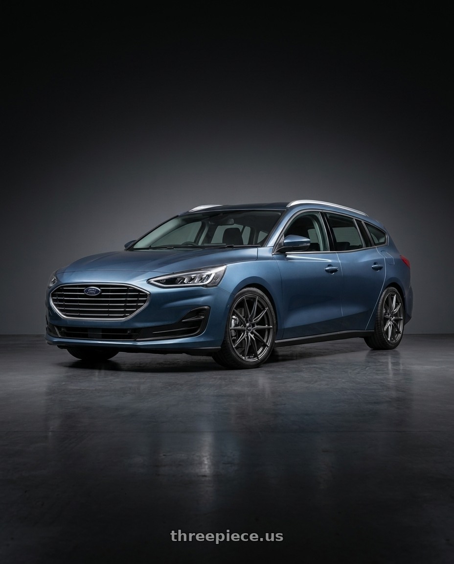 2023 Focus Wagon Mk45 Blue Metallic with Enkei DRACO 5x120 18x8.0+35 Anthracite wheels
