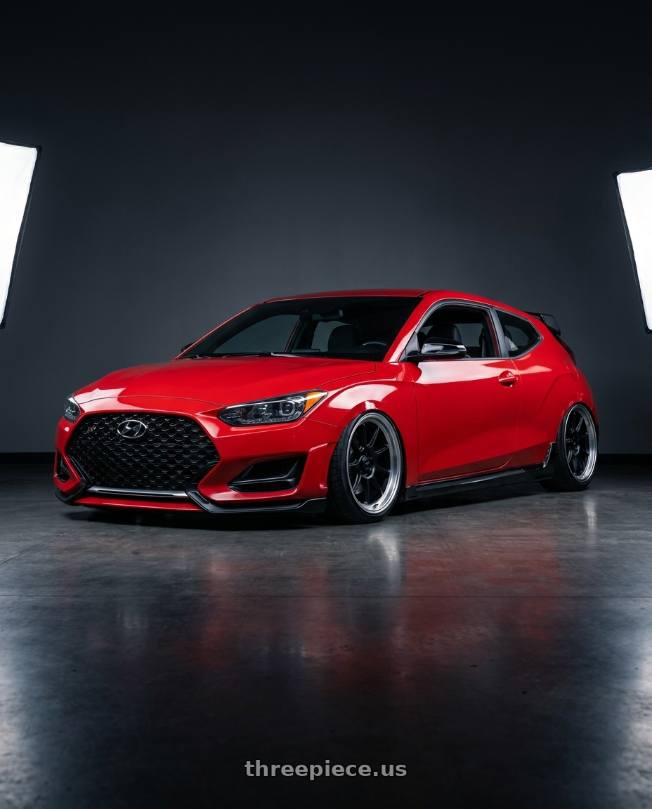 2022 Hyundai Veloster N with Konig Countergram 5x114.3 19x9.5+35 Matte Black / Matte Machined Lip wheels