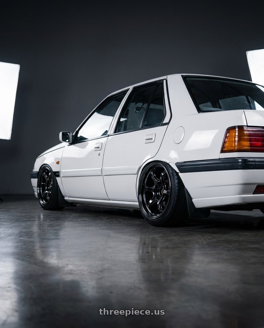 1998 proton Iswara with Advan Racing RG-D2 for TRUCK 6x139.7 17x8.5 -10 BLACK CHROME wheels rear three quarter view meaty tires