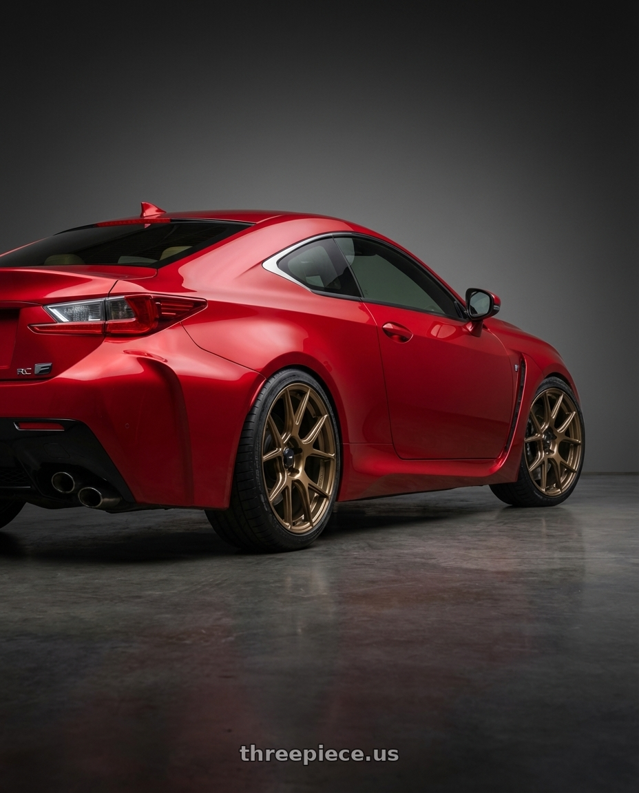2018 Lexus RC F with Konig Ampliform 5x114.3 19x9.5+25 Gloss Bronze wheels rear three quarter view square tires