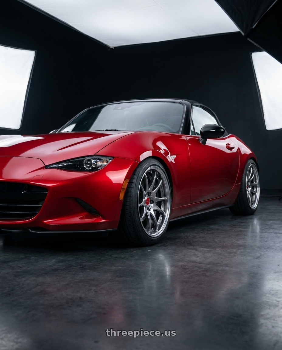 2024 mazda mx5 with Work Cr 2P 4x100 17x8.0 +38 GT Silver wheels