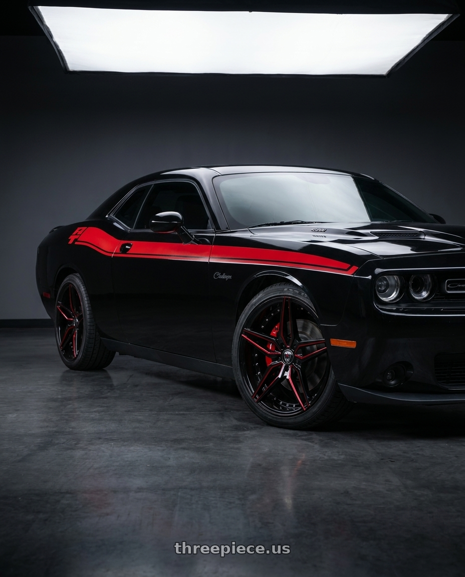2015 Dodge challenger rt with MARQUEE WHEELS M3259 5x115 20x9+15 BLACK / RED wheels