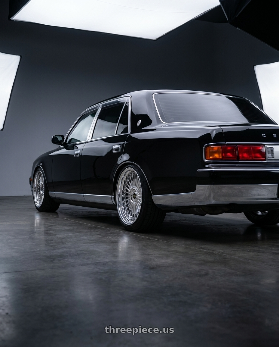 2000 Toyota Century with Work Emitz wheels rear three quarter view square tires