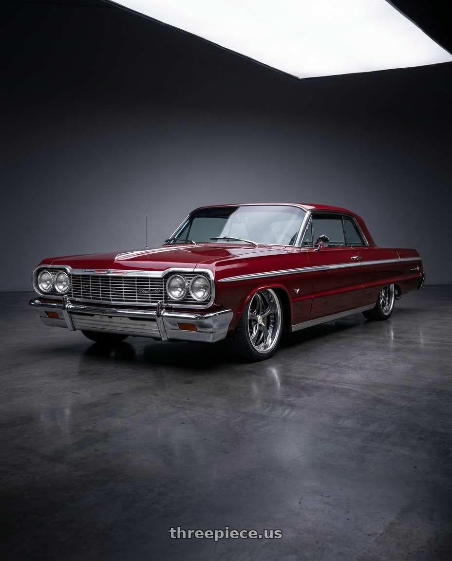 1964 CHEVROLET IMPALA with Work Wheels VS-KF 5X114.3 19x9-10 Brilliant Silver Black A Disk FULL REVERSE wheels