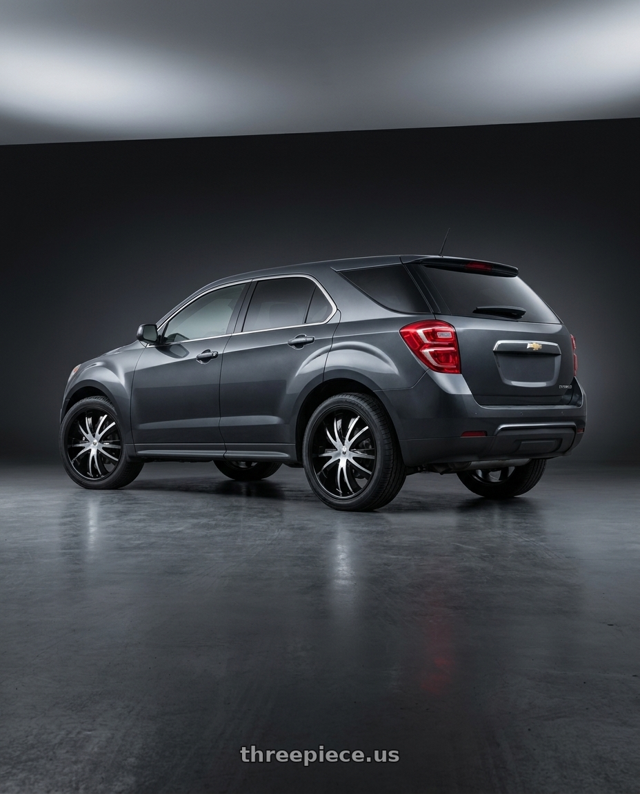 2017 chevy equinox  with Mazzi Edge 337 5x112/5x120 20x8.5+35 Gloss Black/Machined Face wheels rear three quarter view square tires