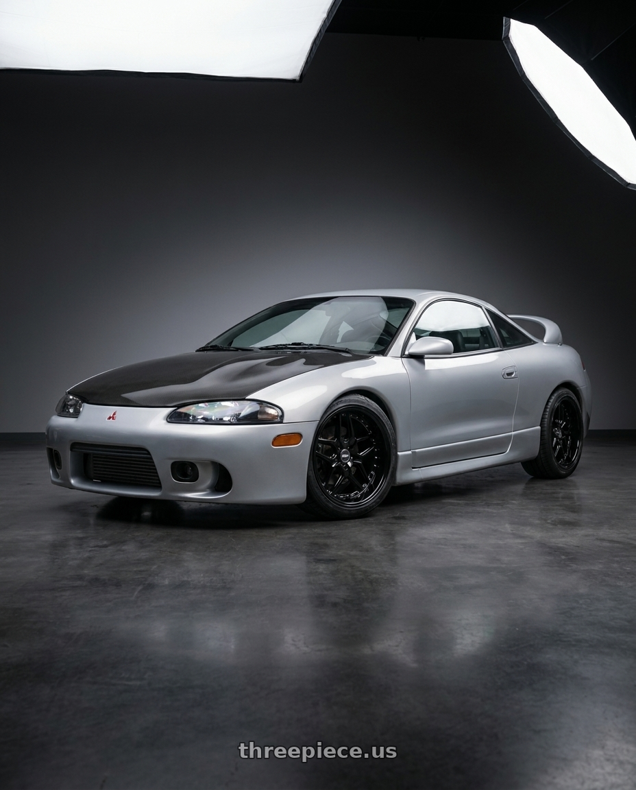 1998 mitsubishi eclipse gsx with ESR Wheels CS SERIES CS15 5x114.3 18x10.5 +15 Gloss Black wheels