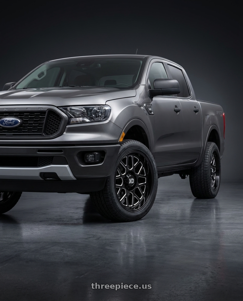 2021 Ford Ranger XL with XD XD849 GRENADE 2 6X139.7 20X9 +18 GLOSS BLACK MILLED wheels