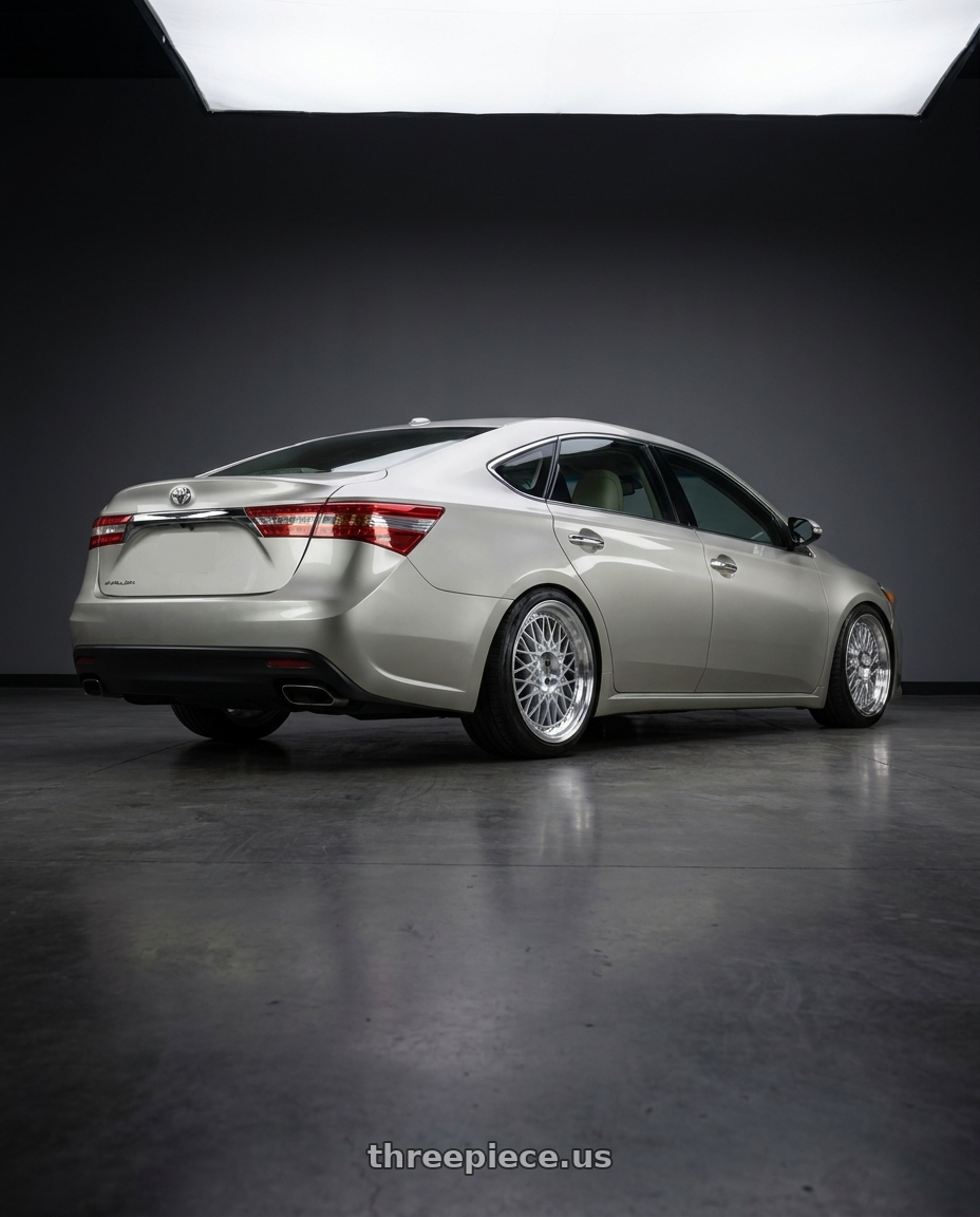 2013 toyota avalon with Aodhan AH05 5x114.3 18x8.5+35 Silver w/Machined Face wheels rear three quarter view slight stretch tires