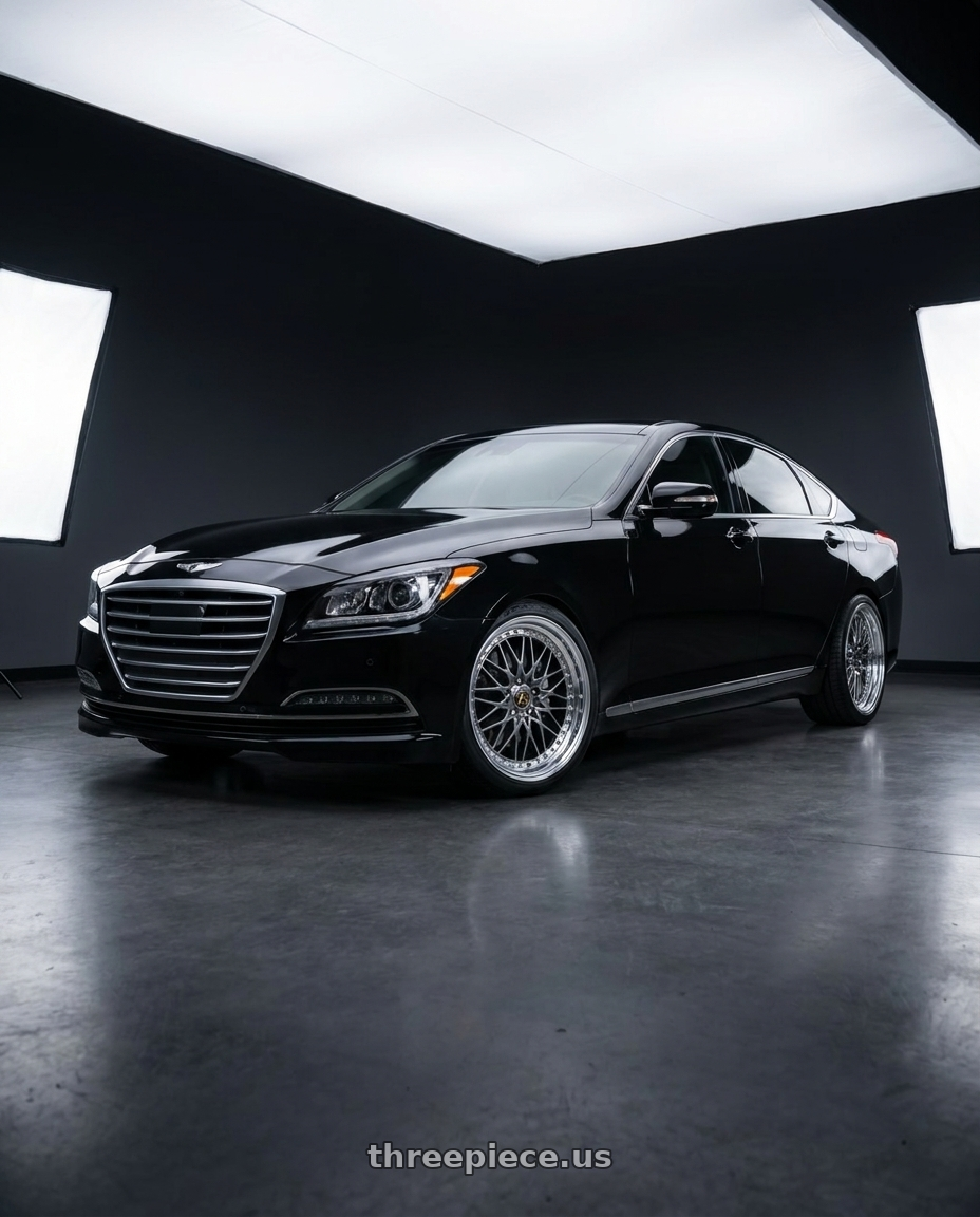 2016 hyundai genesis 3 8 with Work Vs-Xv 5x114.3 19x8.5+40 O Disk Brilliant Silver Black wheels