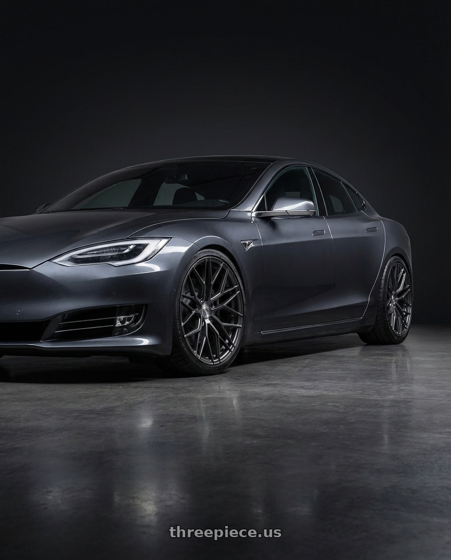 2018 Tesla Model S with Avant Garde Wheels M520R 5X120 21x12 +52 Dark Graphite Metallic wheels