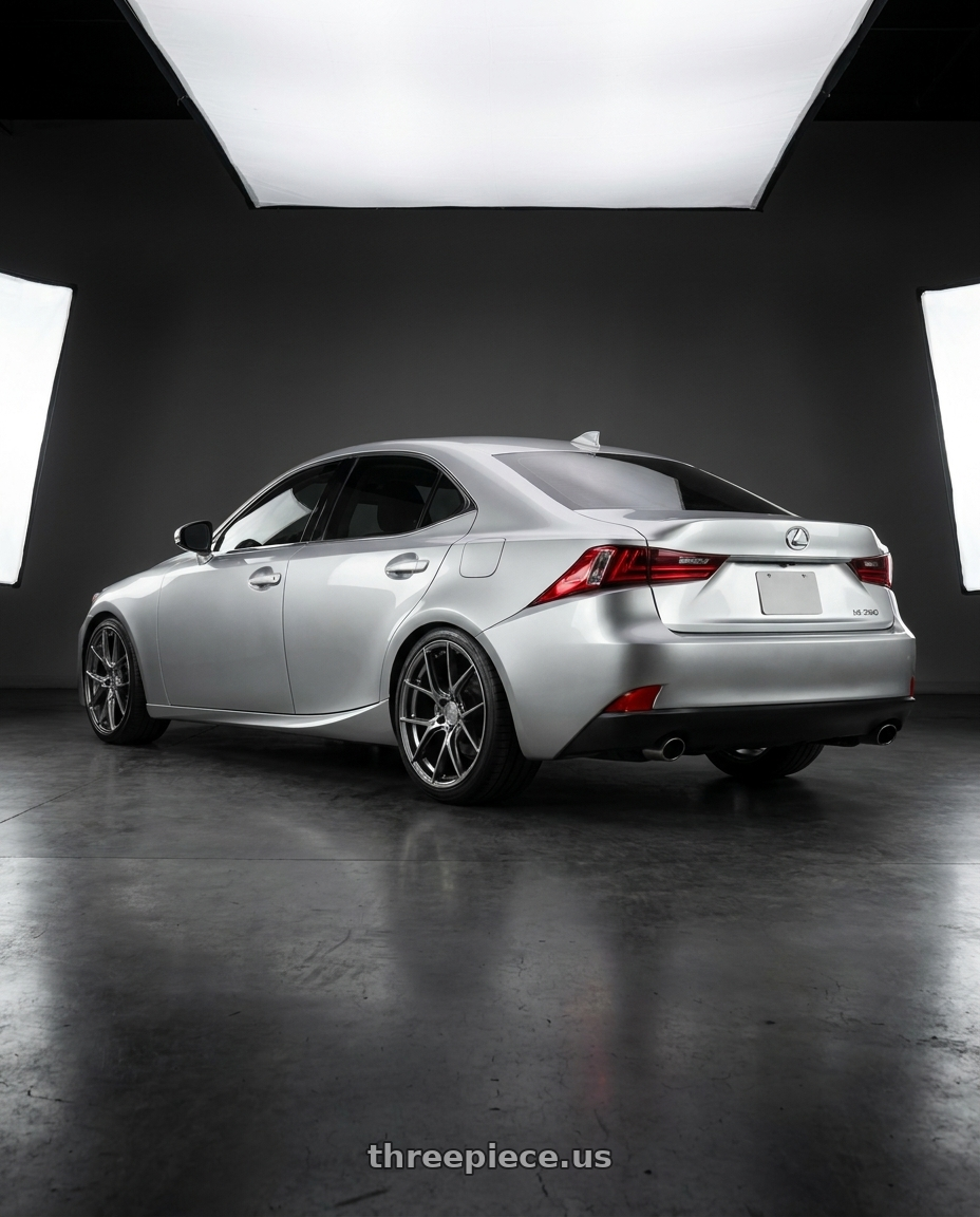 2016 Lexus IS350 with Aodhan AH-11 5x114.3 19x9.5 +35 Hyper Black wheels rear three quarter view square tires