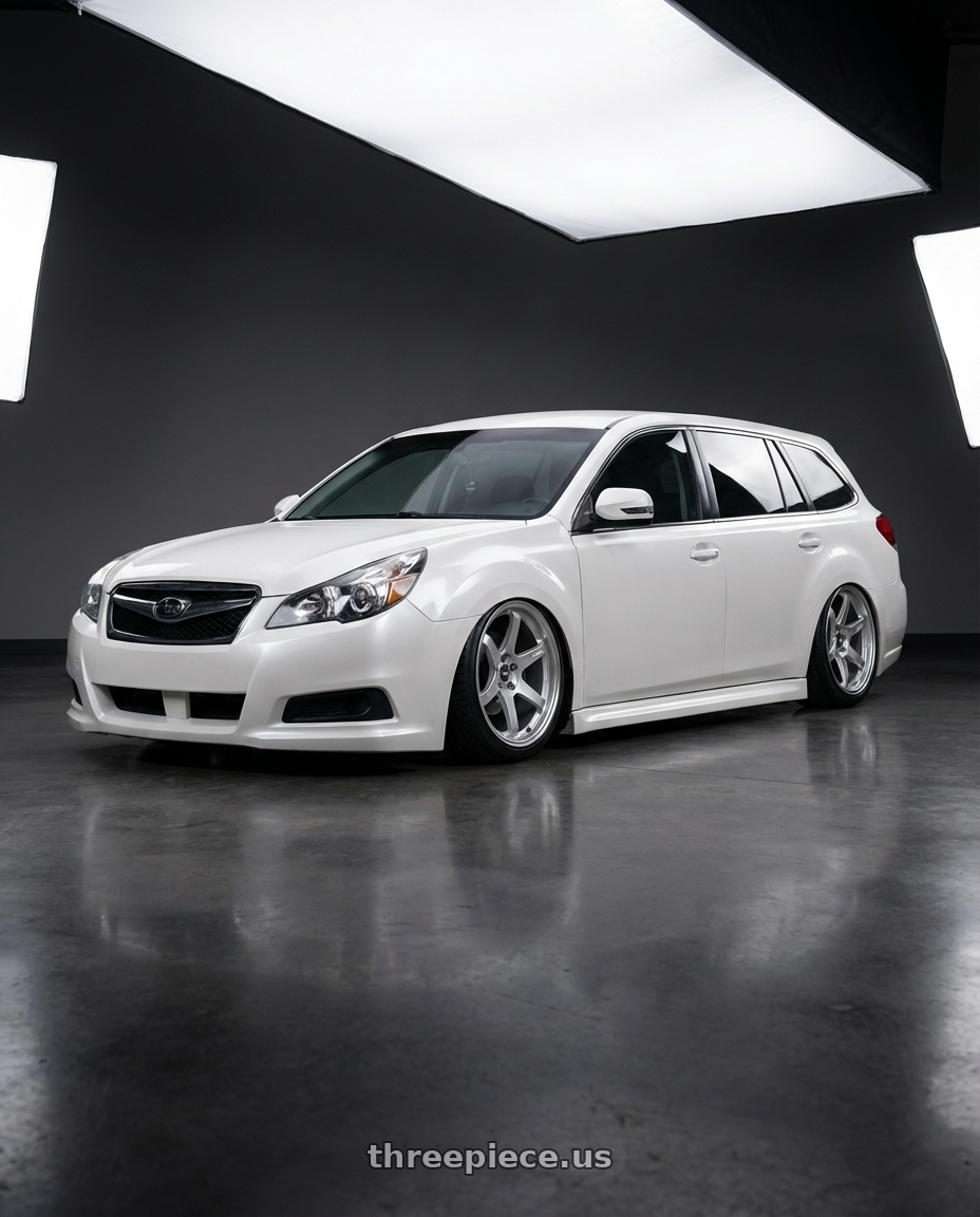 2011 Subaru Legacy Wagon with ESR Wheels APEX SERIES APX6 5x112 19x9.5 +35 Hyper Silver wheels