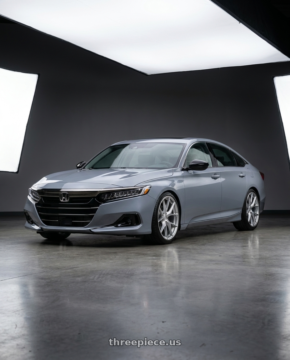 2021 Honda Accord EX-L with Aodhan AFF7 5x114.3 20x9+30 Gloss Silver Machined Face wheels
