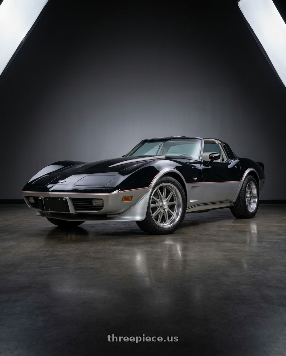 1978 chevy Corvette with US Mag 1PC U111 RAMBLER 5X120.65 15X7 +1 MATTE GUN METAL MACHINED wheels