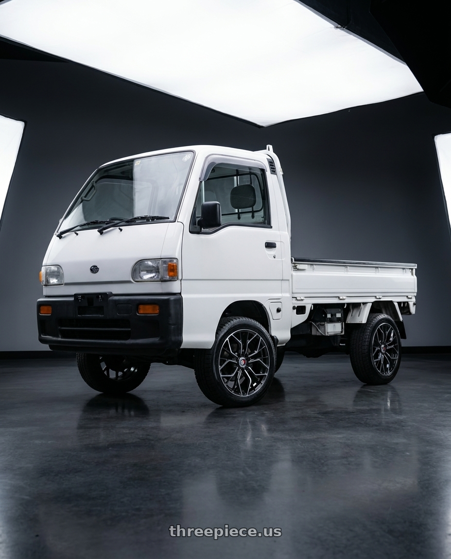 1994 Subaru Sambar with Spec-1 SP-76 4x100/4x114.3 14x6 +20 Gloss Black & Machined wheels