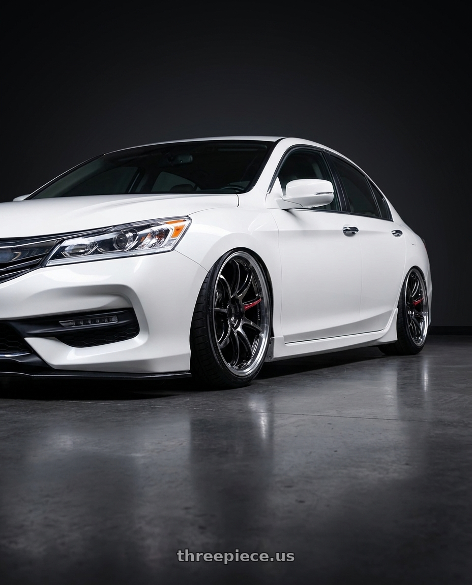 2016 honda accord with Work Emotion Zr10 5x120 18x8.5 +38 Glim Black Diamond Rim cut wheels