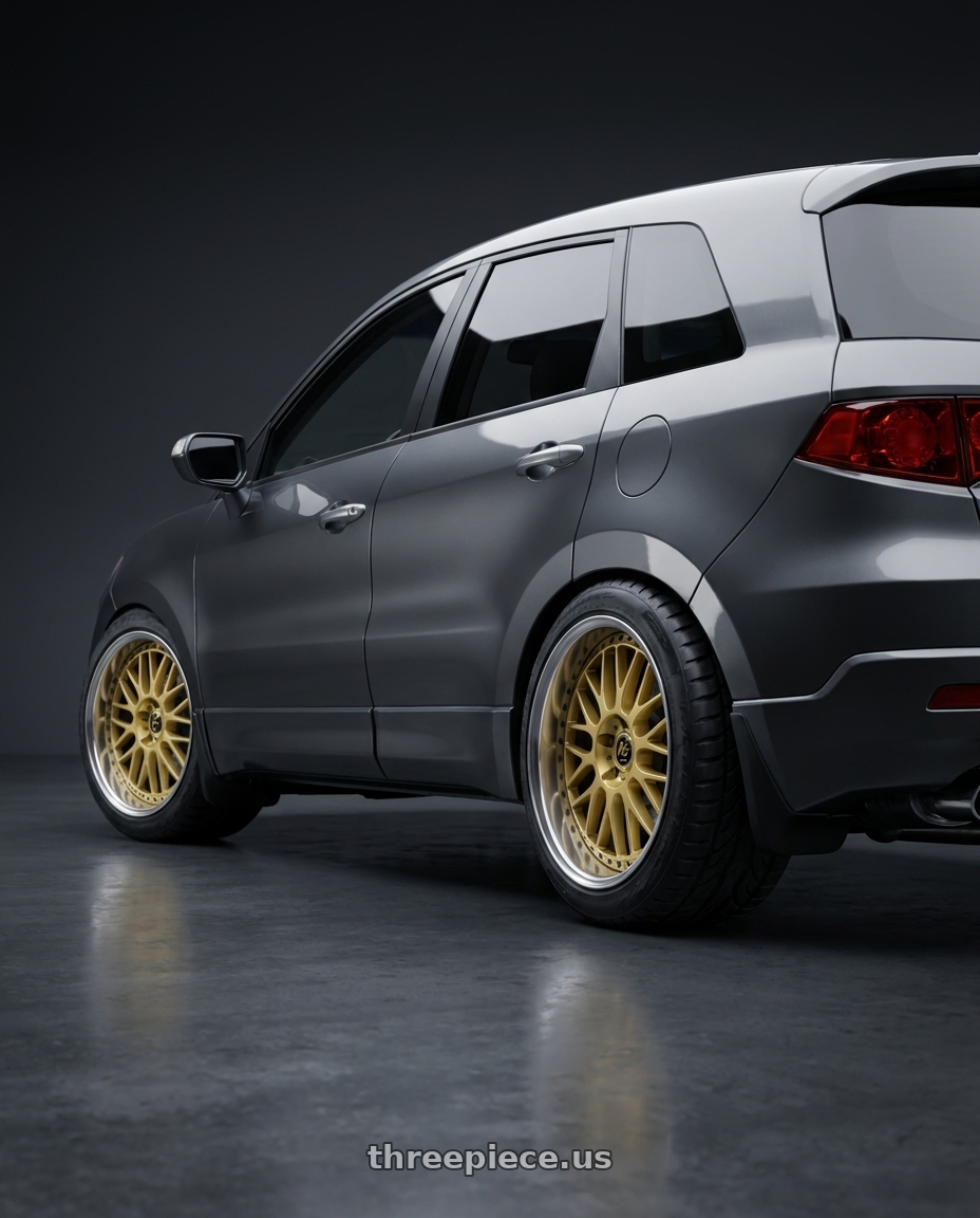 2008 Acura RDX with Work Vs-Xx 5x114.3 18x9+20 O Disk Gold wheels rear three quarter view meaty tires
