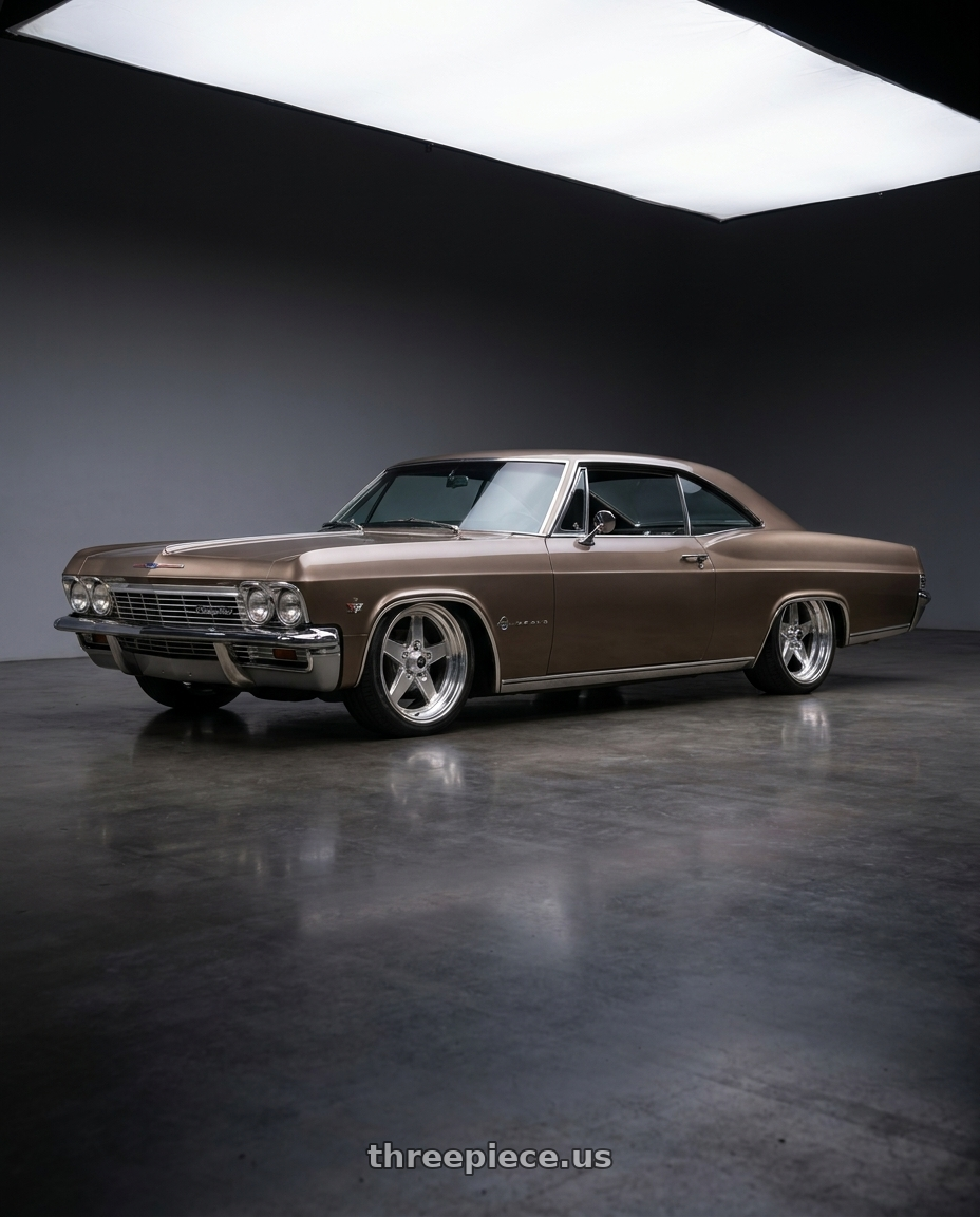 1965 Chevy Impala with Vision American-Muscle 571 Sport Star II 5x120.65 15x7+0 Polished wheels