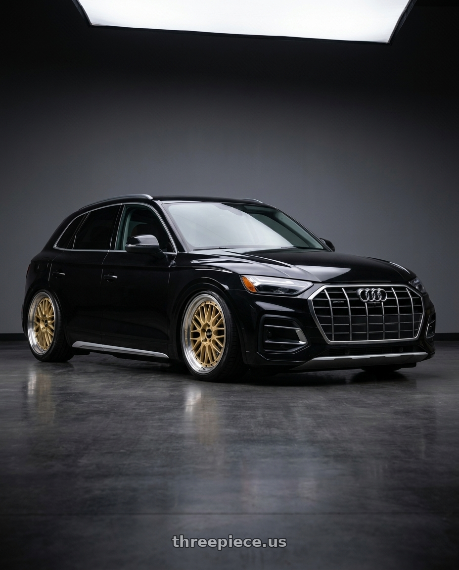 2021 Audi Q5 with BBS LM 5x120 17x8.5 +18 Gold Center Diamond Cut Lip wheels