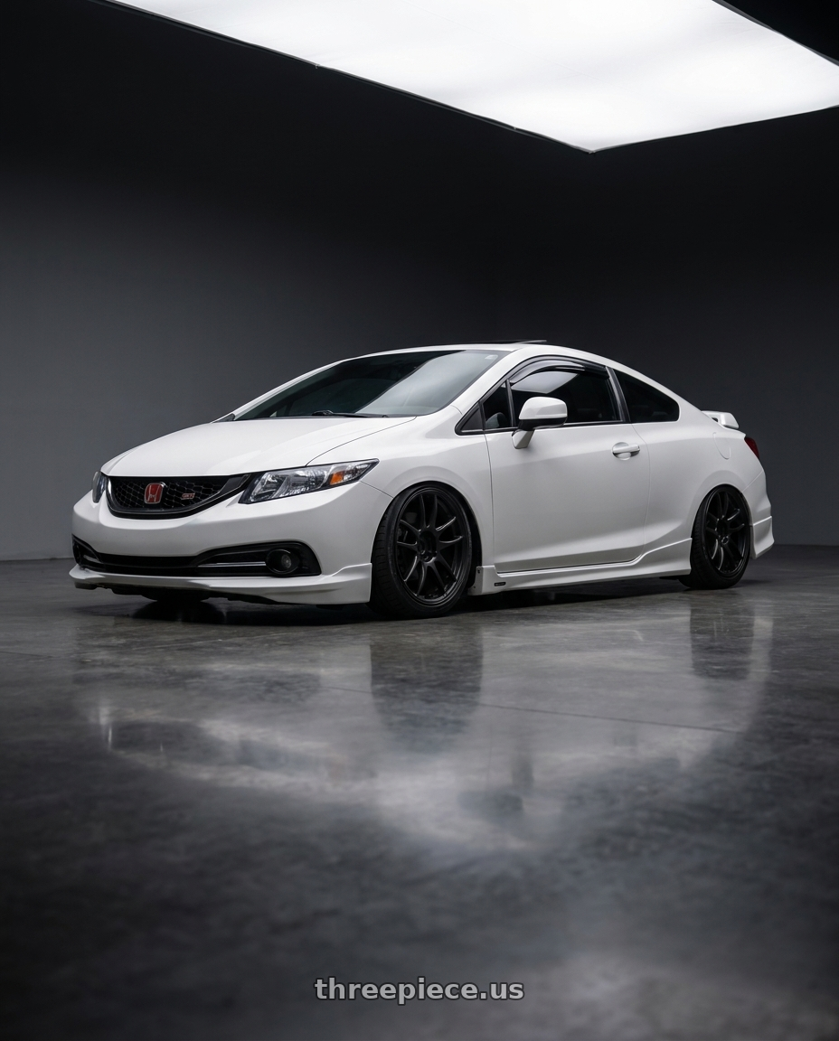 2012 Honda Civic Si Coupe with Work Emotion Cr Kiwami 4x100 15x5 +45 Matte Black wheels