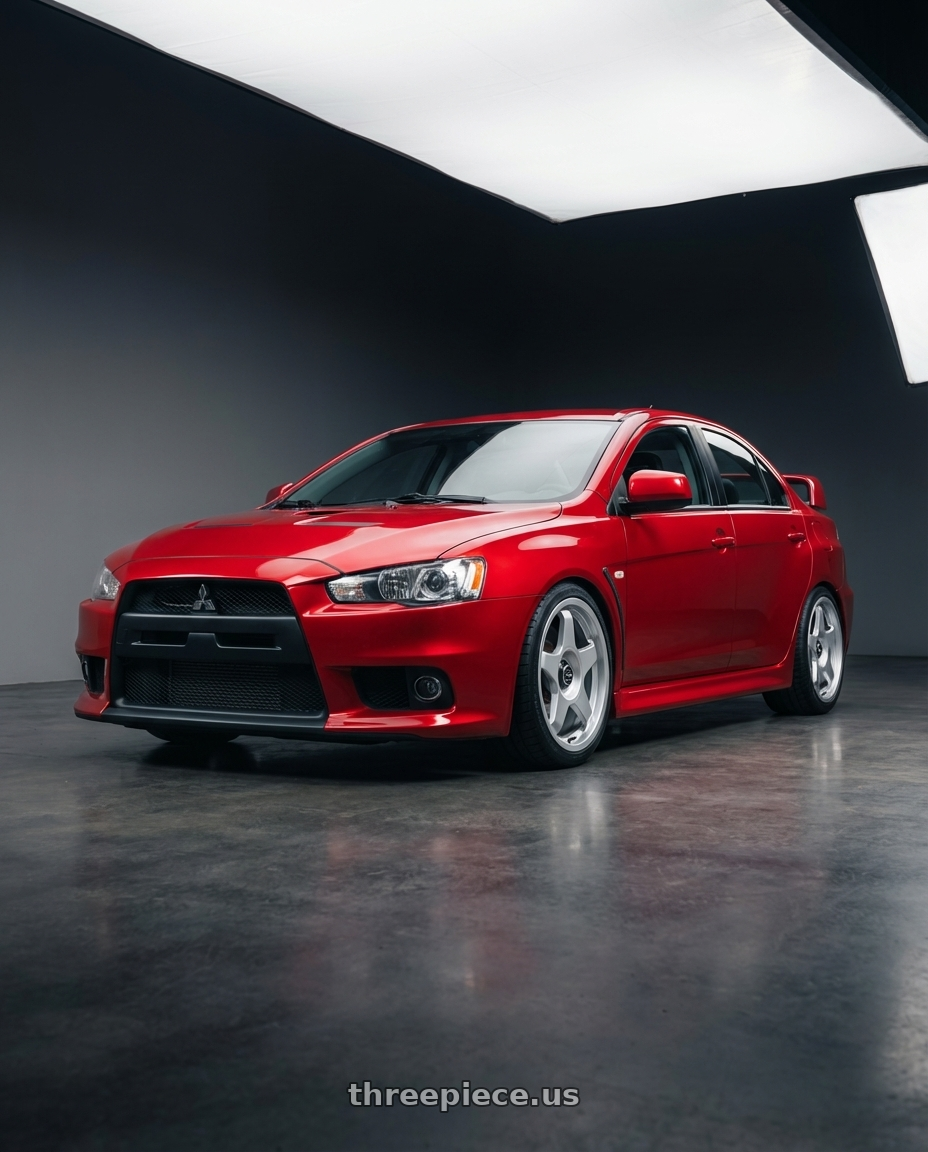 2012 Mitsubishi Lancer Evo X with fifteen52 CHICANE 5x114.3 / 5x100 18x8.5 +35 SPEED SILVER (GLOSS SILVER) wheels