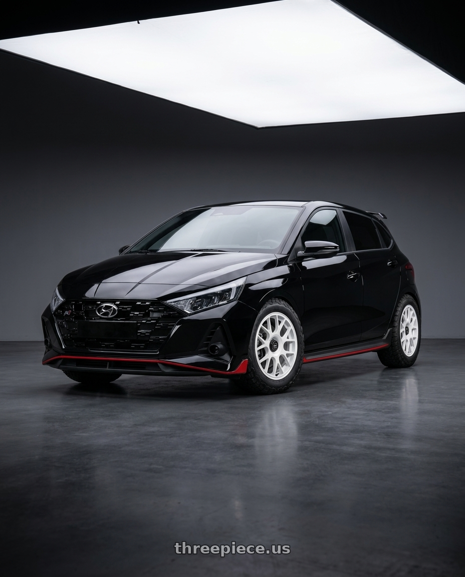 2023 Hyundai i20N with fifteen52 APEX 5x100 / 5x114.3 18x8.5 +35 RALLY WHITE (GLOSS WHITE) wheels