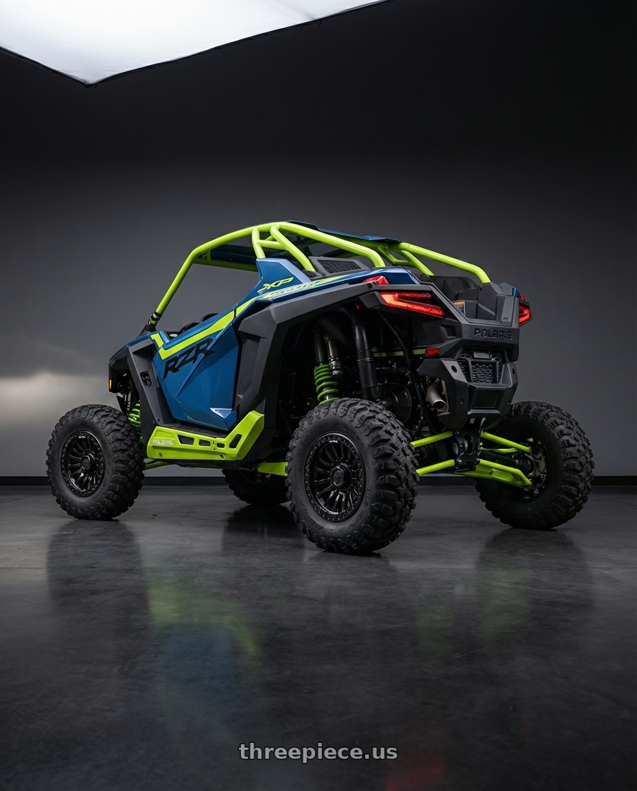 2025 Polaris XP Pro with Fuel UTV FV125 RINCON UTV BEADLOCK 4X156 15X7 +10 BLACKOUT wheels rear three quarter view square tires