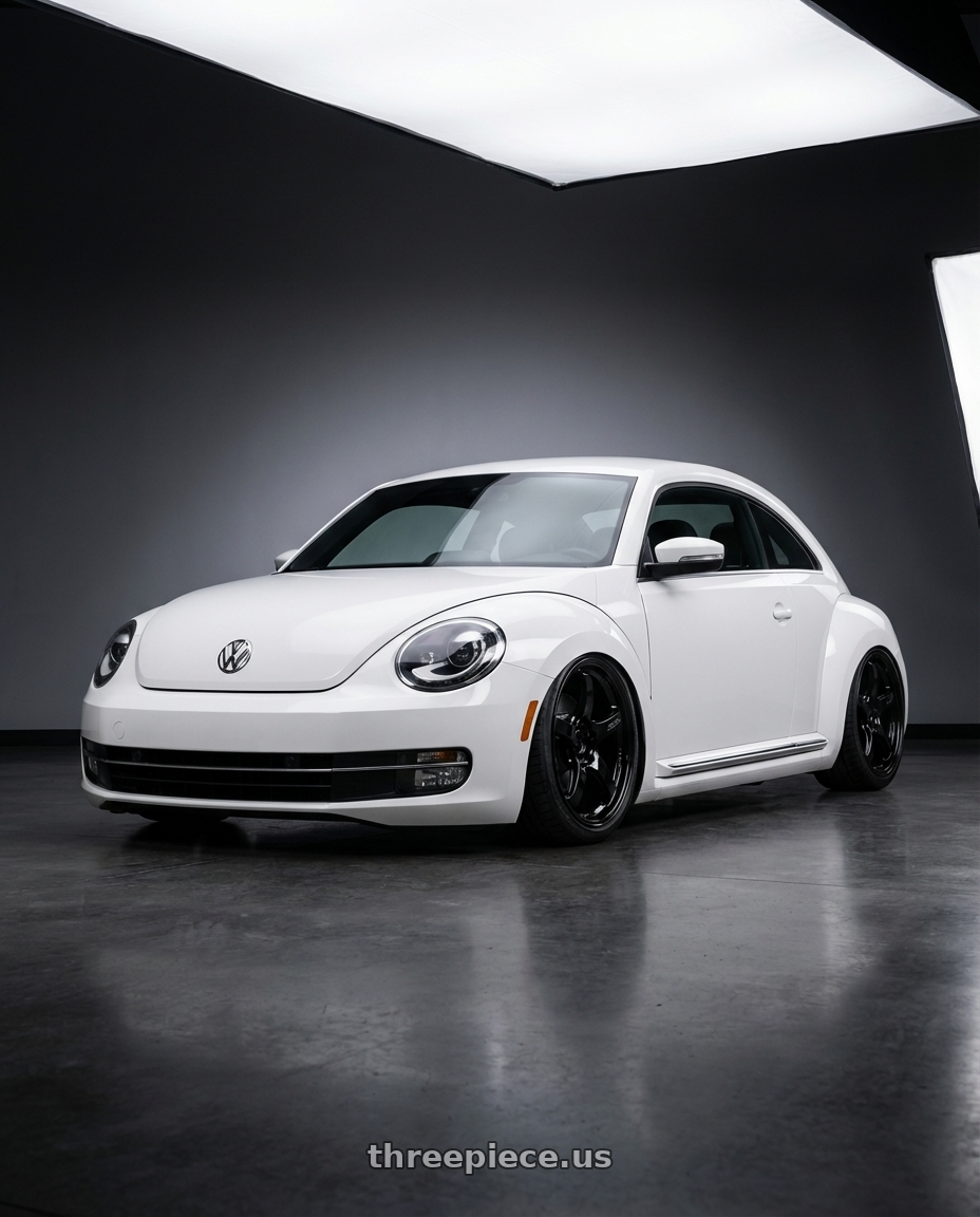 2016 Volkswagen Beetle Turbo with Gram Lights 57CR 5x112 19x8.5+45 Glossy Black wheels
