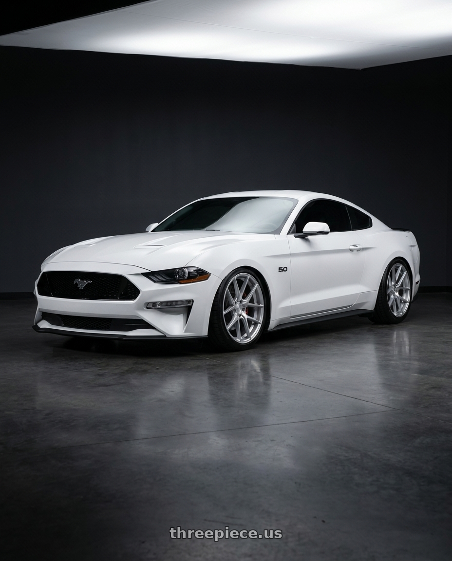 2019 mustang gt with Aodhan AFF3 5x114.3 20x9+32 Gloss Silver Machined Face wheels