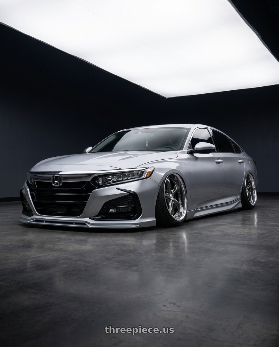 2020 Honda Accord with Work Wheels VS-KF 5X114.3 19x8.5+40 Brilliant Silver Black O Disk FULL REVERSE wheels