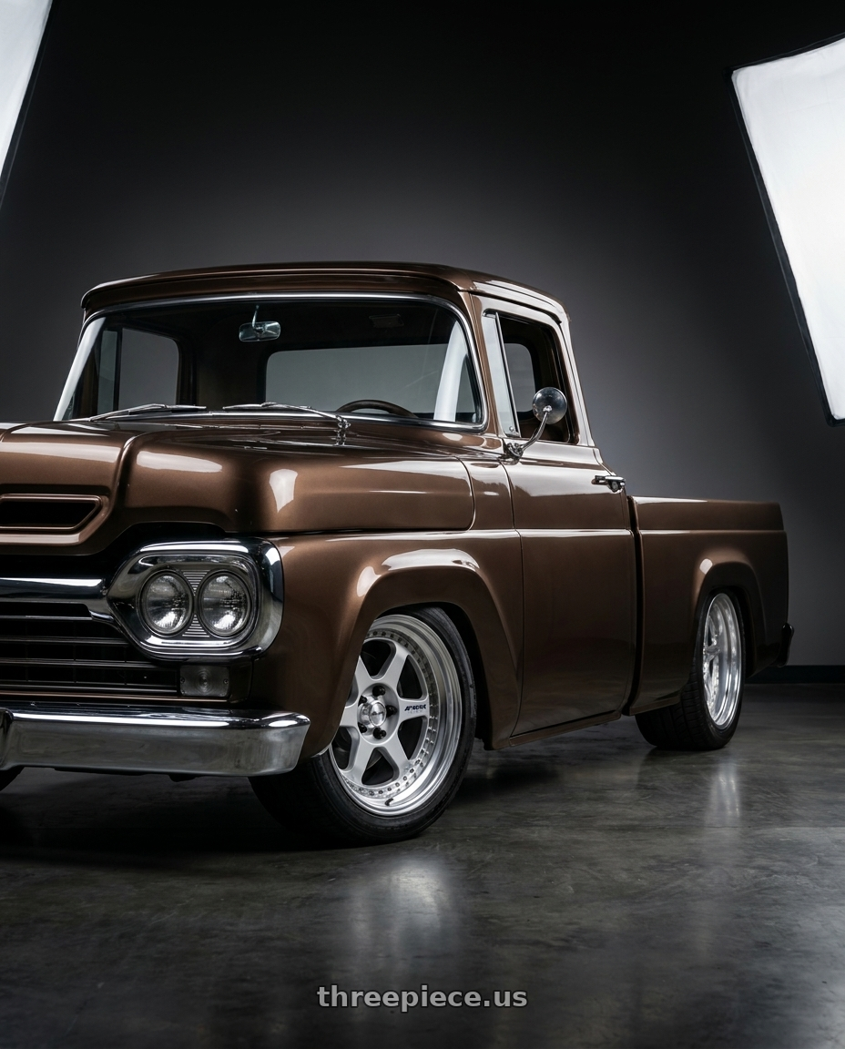 1960 ford f100 with Work Meister L1 3P 5x114.3 19x10.5+45 O Disk Matte Silver wheels
